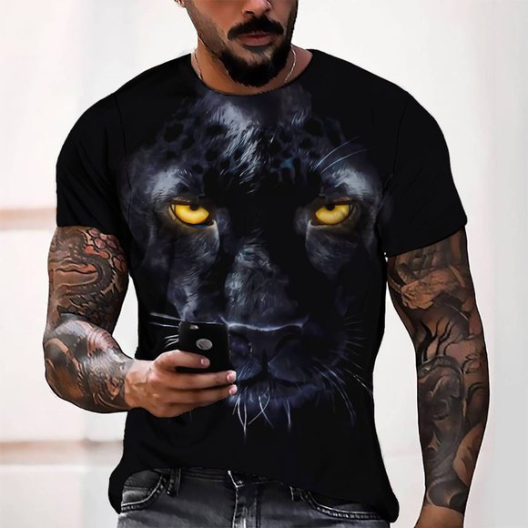 Men's Graphic Print T-Shirt Black Panther Crew Neck - Short Sleeve - Fashion Tee - Picture 1 of 2